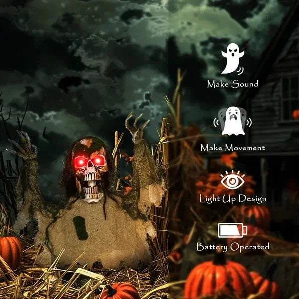 Halloween Animated Skeleton With Glowing LED Eyes, Animatronic Halloween Decorations, Battery Operated EX-STOCK Canada