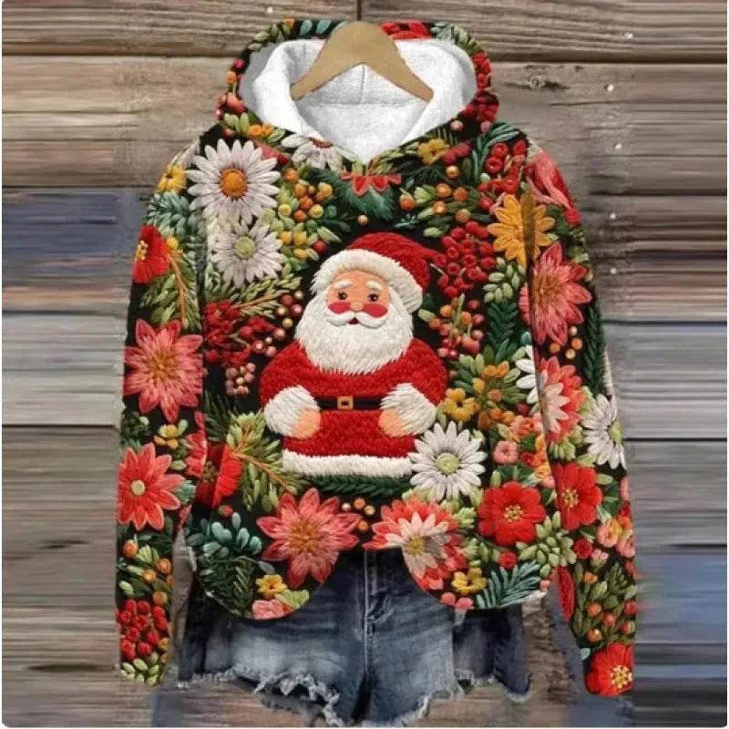 Print Christmas Holiday Casual Hoodie Sweater Pullover - EX-STOCK Canada