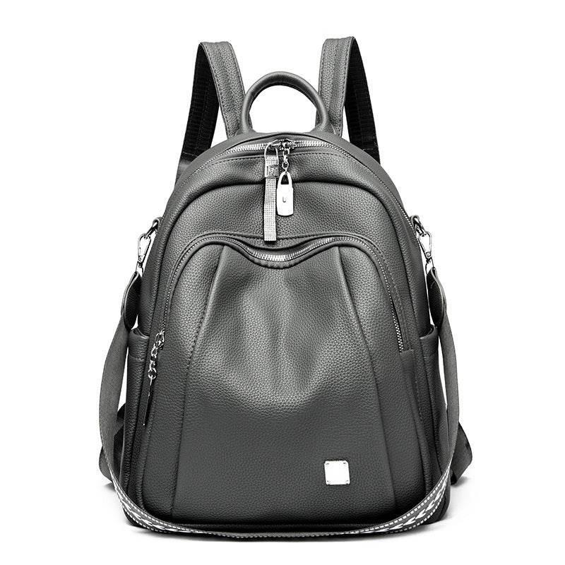 Large Capacity Soft Leather Student Backpack Trendy Travel Bag - EX-STOCK Canada