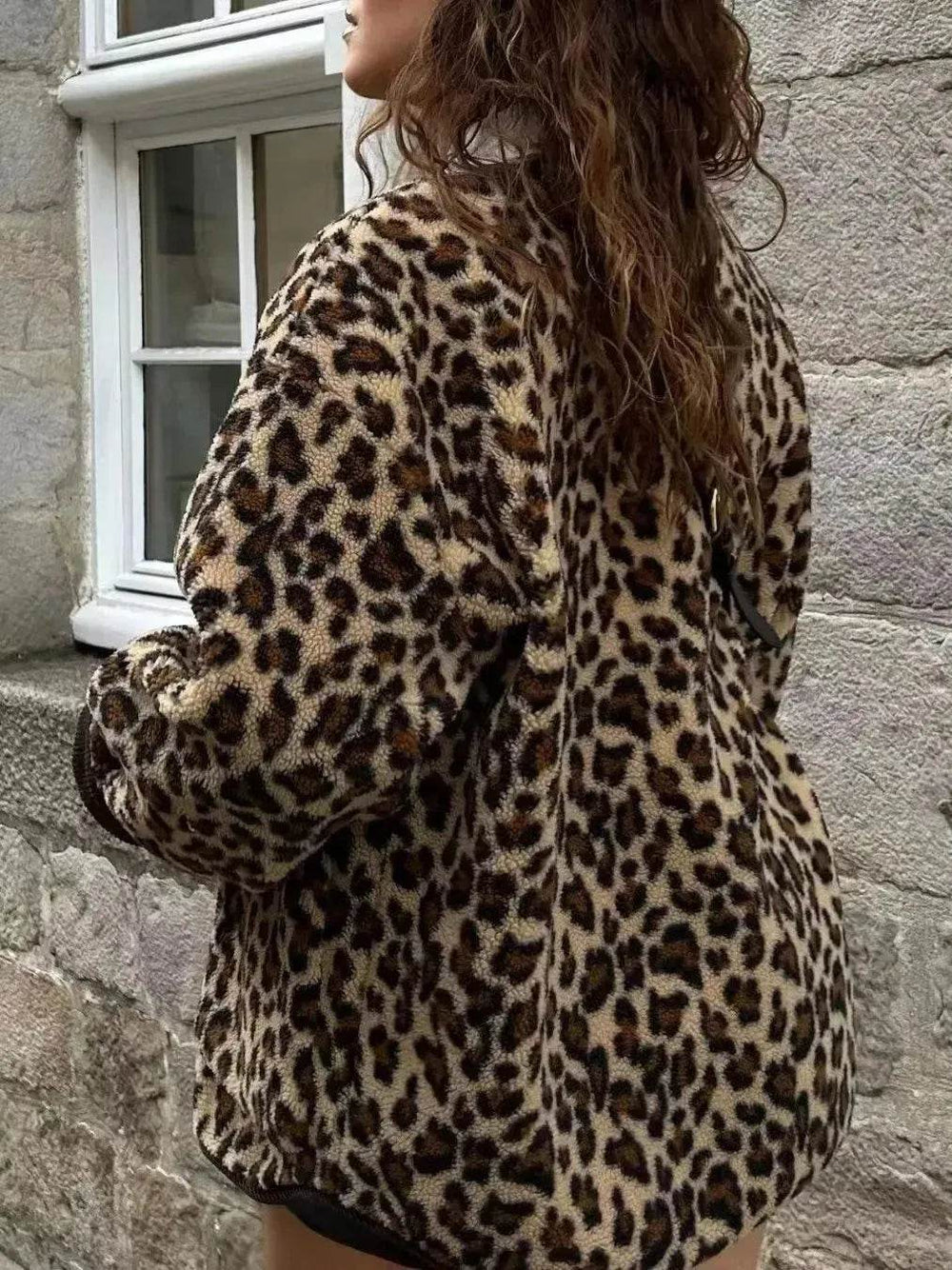 Casual Fall winter Leopard Button fleece Plush Cardigan jacket for women - EX-STOCK Canada