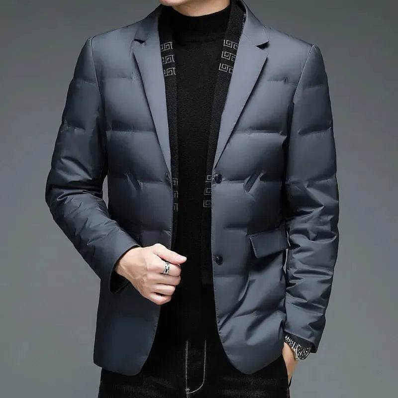 Winter Men's Suit Detachable Scarf Collar Casual Down Jacket - EX-STOCK Canada