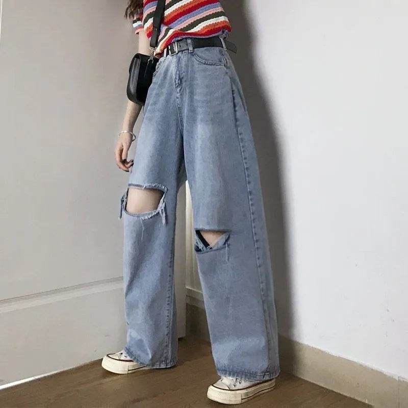 Oversized High Waist Ripped Jeans pant for Women - EX-STOCK Canada