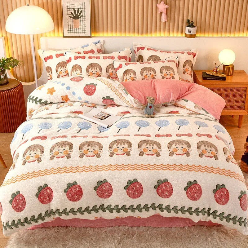 Coral Fleece Duvet Cover Sheet Flannel Pillowcase EX-STOCK Canada