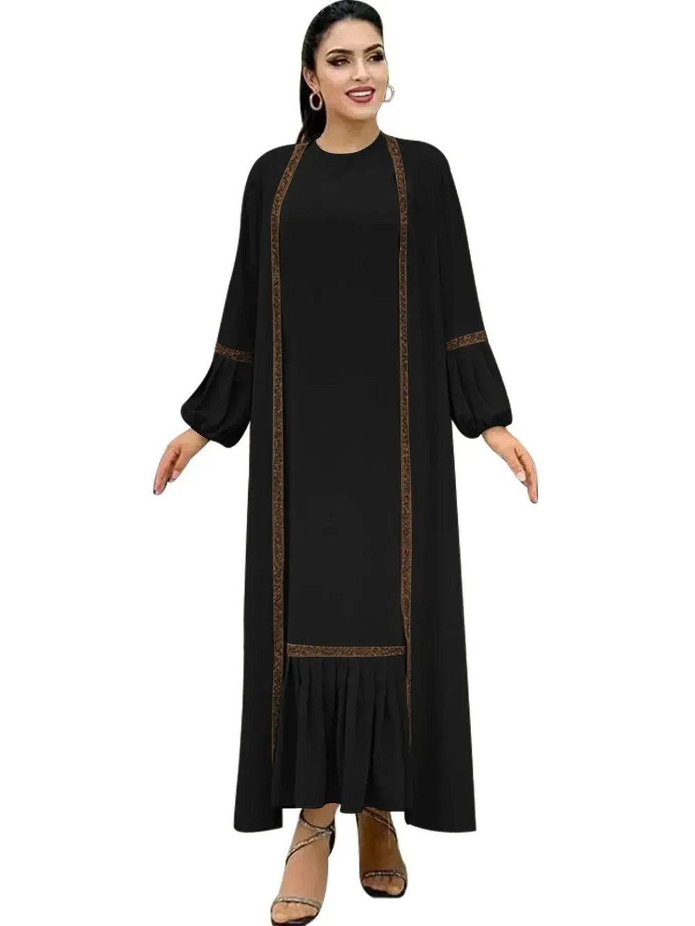 Elegant Two piece for ArabWomen Abaya Underwear dress and Kimono Abaya Open front Abaya for Middle Easter Arab Dubai Women - EX-STOCK Canada