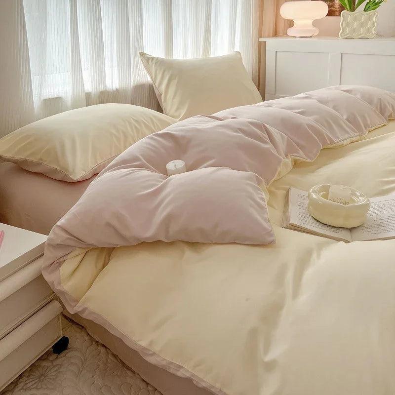 Solid Color Four-piece Set Simple Washed Sanding Duvet Cover EX-STOCK Canada