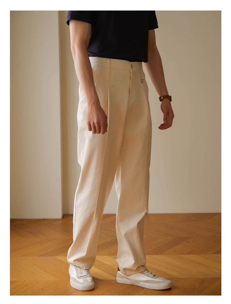 Retro Fashion Men High waist Pleated Loose Straight Leg Trouser - EX-STOCK Canada