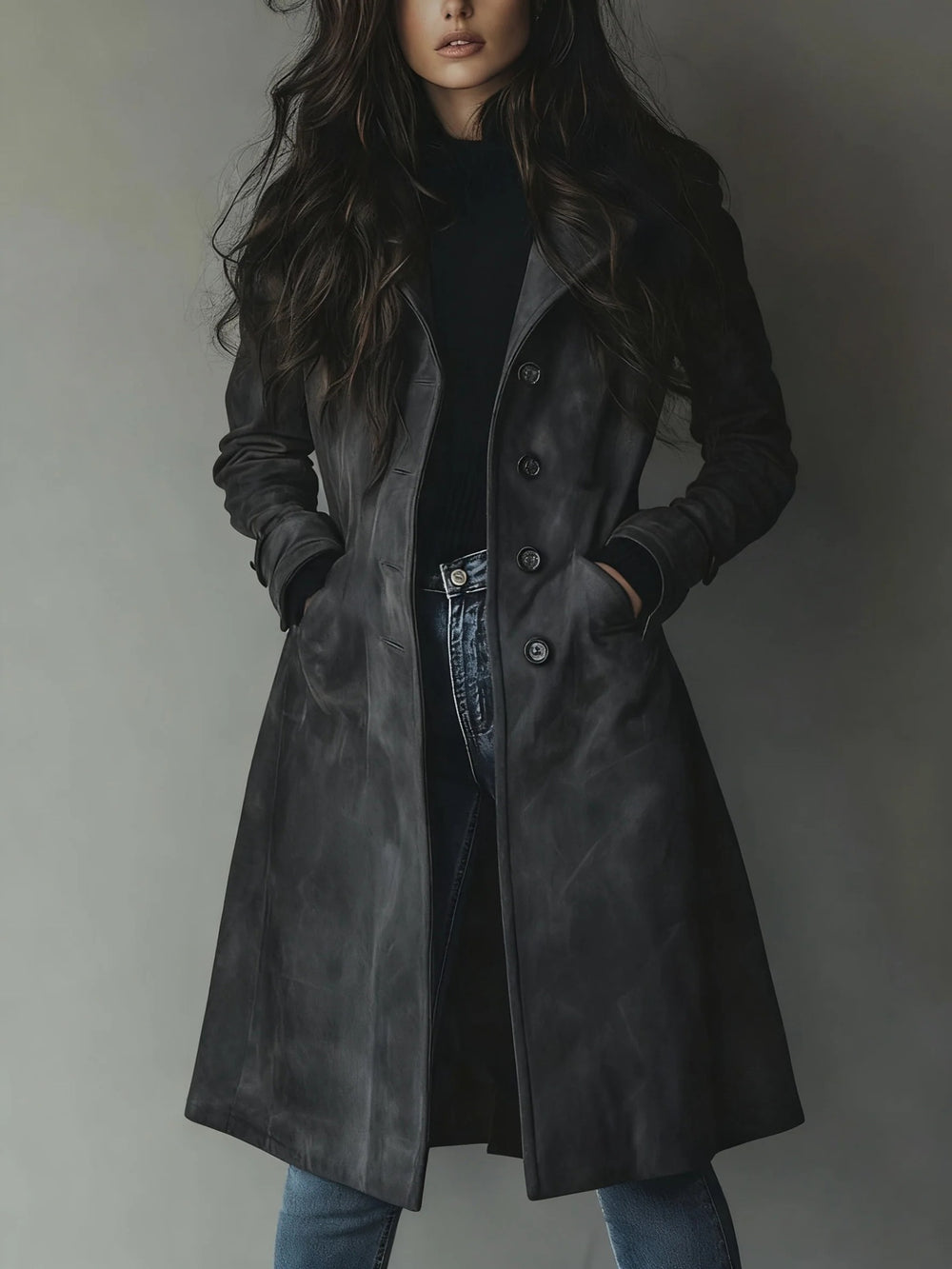Womens Western Style Long Trench Coat For Fall And Winter EX-STOCK Canada
