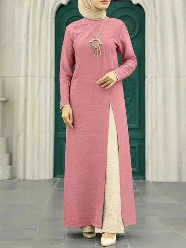 ArabWomen Plain Split Long sleeve Abaya Dress - EX-STOCK Canada
