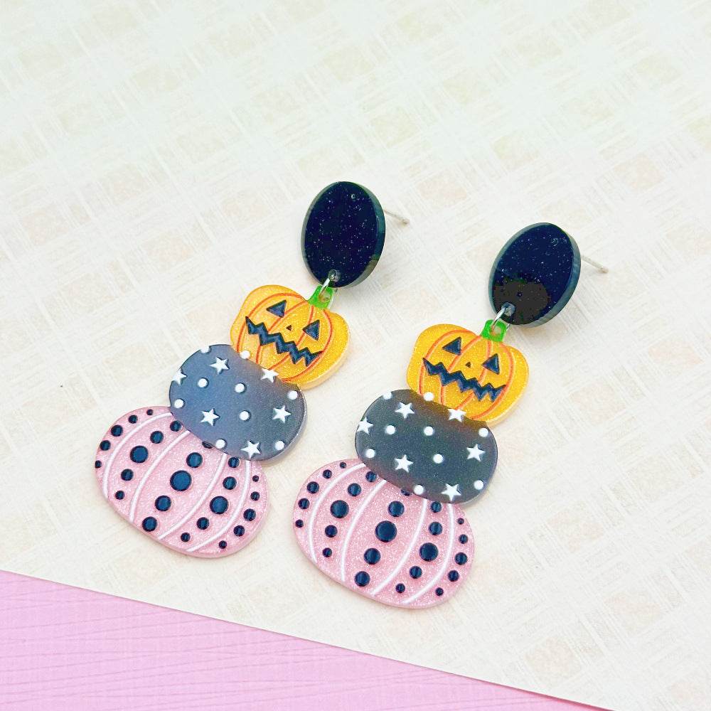 Halloween Day Ornament Colorful Ghost Eyes Funny Acrylic Earrings For Women - EX-STOCK Canada