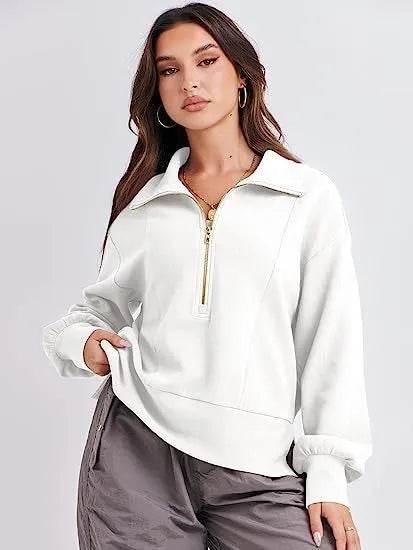 Women's Half Zipper Pullover Long Sleeve Sweatshirt - EX-STOCK Canada