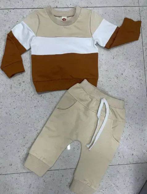 Boy's color Stitching Long Sleeve Trousers Suit Two piece for boys - EX-STOCK Canada