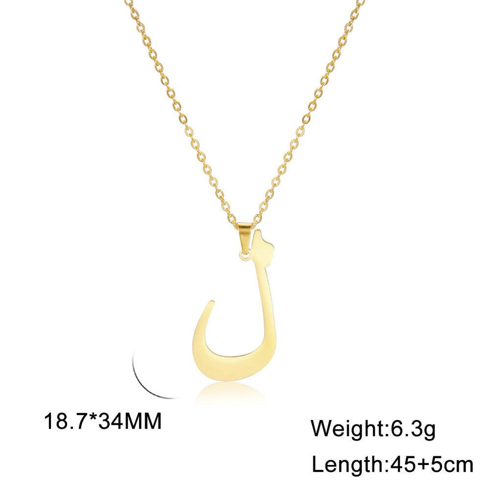 Cut Arabic Letter Pendant Stainless Steel Necklace - EX-STOCK Canada