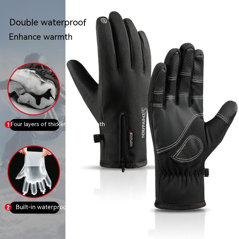 Outdoor waterproof gloves winter zipper touch screen | EX-STOCK product gallery photo 1