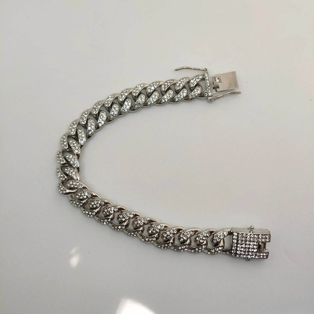 Alloy Line Cuban Link Chain Diamond Bracelet - EX-STOCK Canada