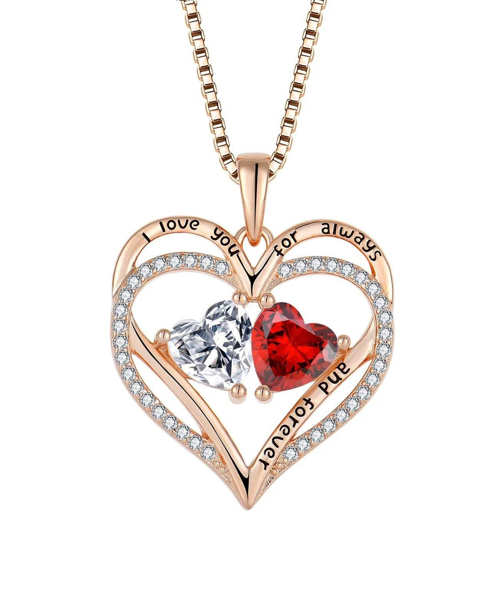 S925 Silver Double Love Necklace With Rhinestones Fashion Personality Heart-shaped Necklace Valentine's Day Gift - EX-STOCK Canada