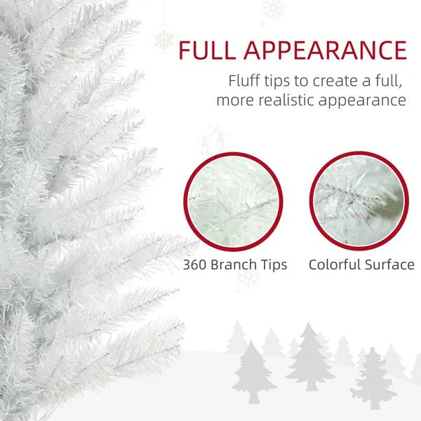 6' Prelit Christmas Trees, Pencil Artificial Christmas Tree With Colourful Surface Tips, Colourful LED Lights, White EX-STOCK Canada