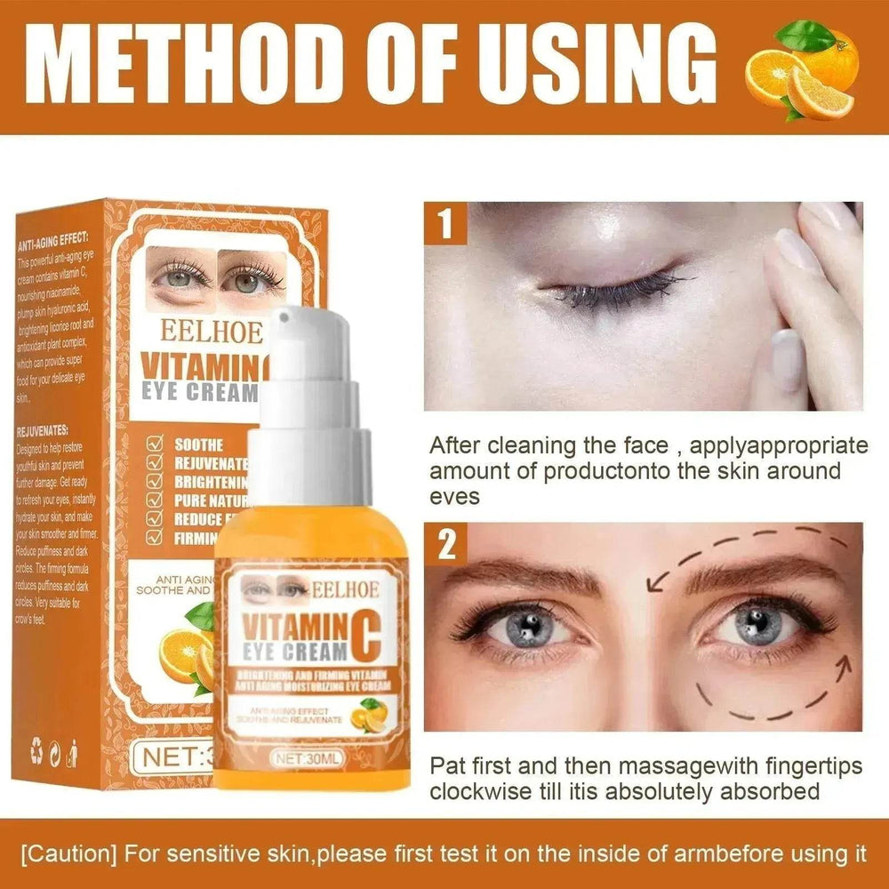 EELHOE Vitamin C Eye Cream Brightens Dark Circles Soothes Rejuvenates Anti-Aging Removes Eye Wrinkles - EX-STOCK Canada
