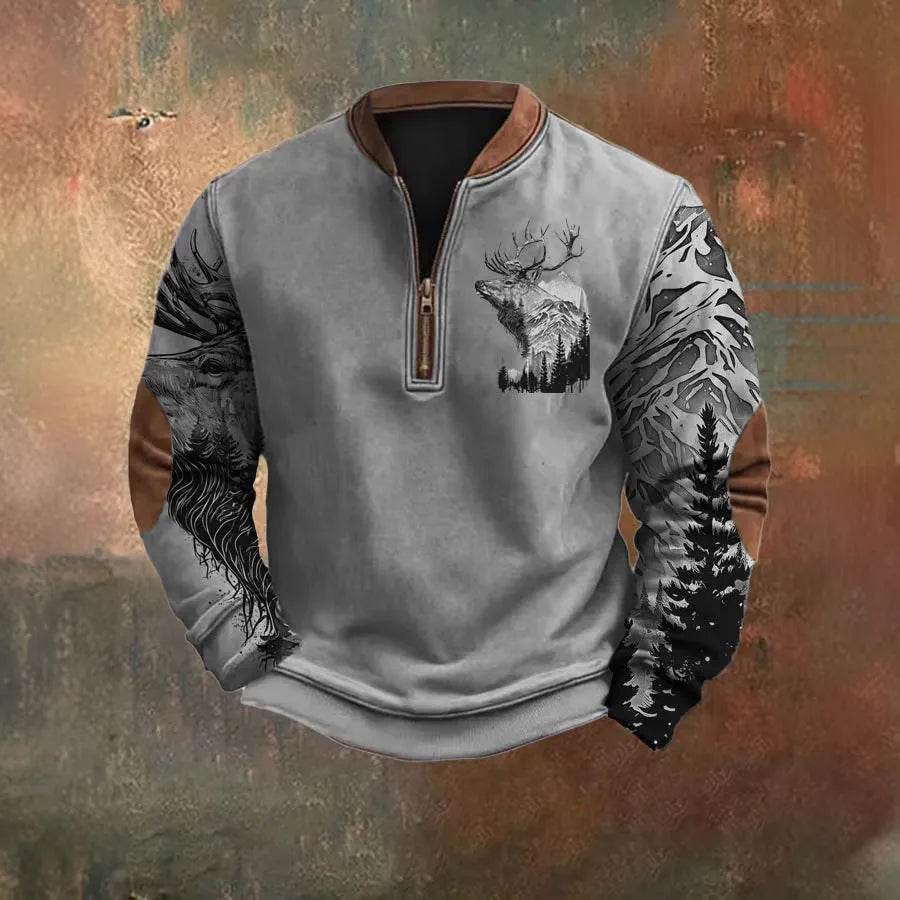 Men Polo Half Zipper Sweatshirt Men's 3D Printing Pullover top - EX-STOCK Canada