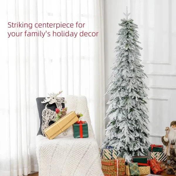 Sapin de Noël artificiel flocage de 6 pieds avec 600 branches, ouverture automatique et base en acier, vertEX-STOCK Canada