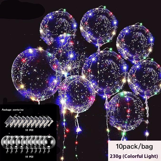 LED Glowing Balloon Party Decoration – 20" TPU Glow Balloons with Color Light Options