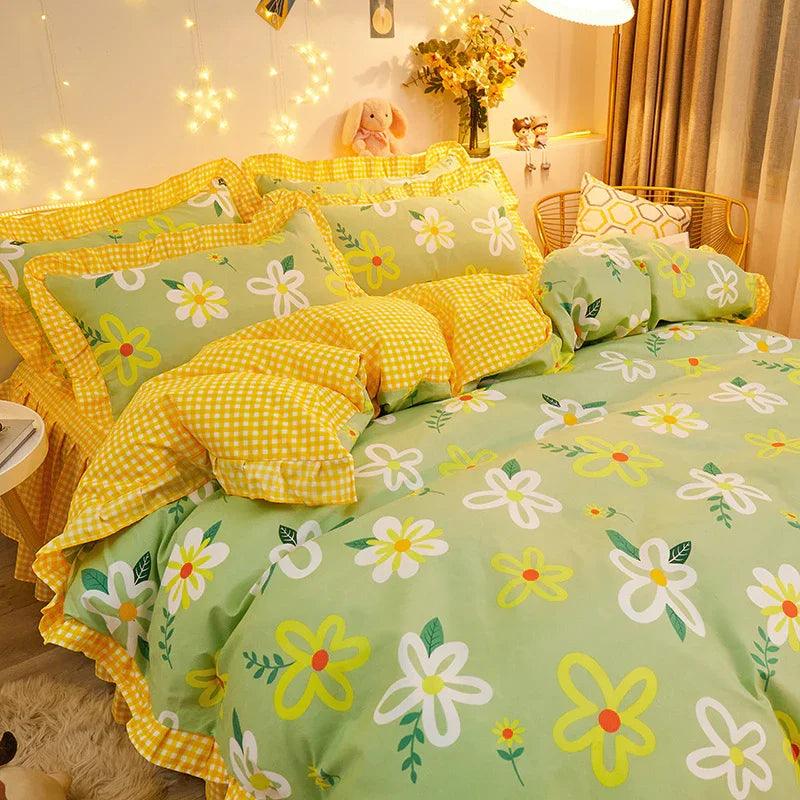 Cotton Floral Duvet Cover Bed Sheet Bed Skirt Three Or Four Piece Suit EX-STOCK Canada