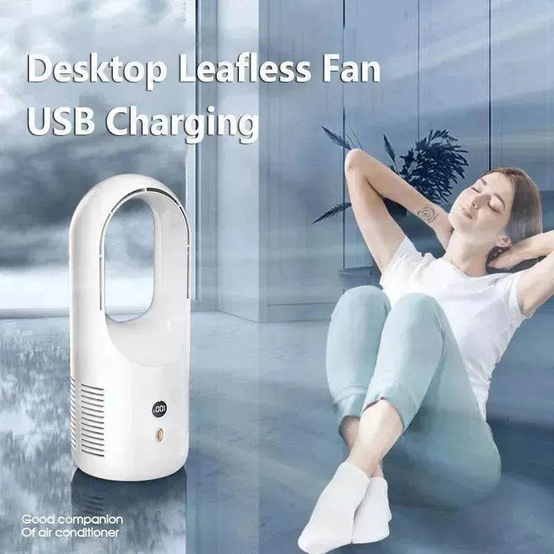 Electric Bladeless Fan Cooler Desktop Portable Usb Rechargable Air Cooling Fan Wireless Led Display Silent 360 Circulation - EX-STOCK Canada