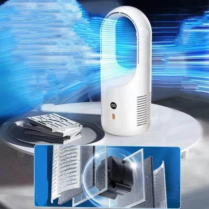 Electric Bladeless Fan Cooler Desktop Portable Usb Rechargable Air Cooling Fan Wireless Led Display Silent 360 Circulation - EX-STOCK Canada