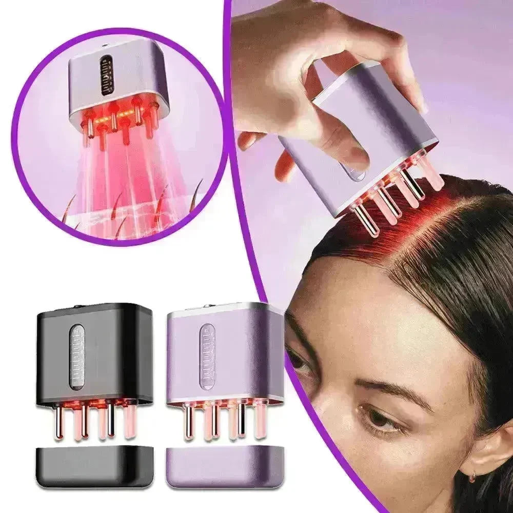 Electric Scalp Massager Cow Horn Massage Comb Red Light Oil Applicator Promote Hair Growth Portable Hair Guid Comb - EX-STOCK CANADA