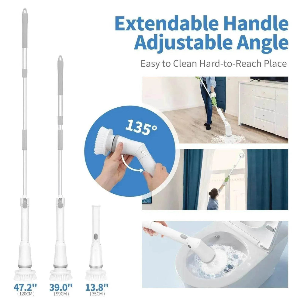 Electric Spin Scrubber, Bathroom Cleaning Brush, With 5 Replacement Heads, Brush With Long Handle For Kitchen, Bathtub, Floor, Toilet, - EX-STOCK Canada
