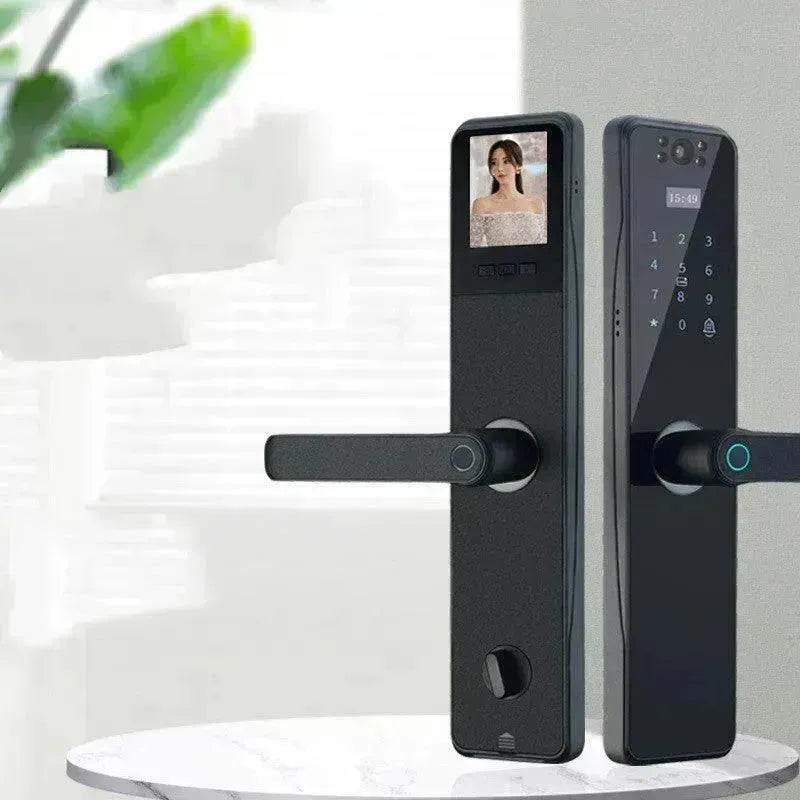 Electronic Door Lock With Surveillance Camera, Fingerprint Lock Graffiti Home Password Lock Mobile Phone Video Anti-theft - EX-STOCK Canada