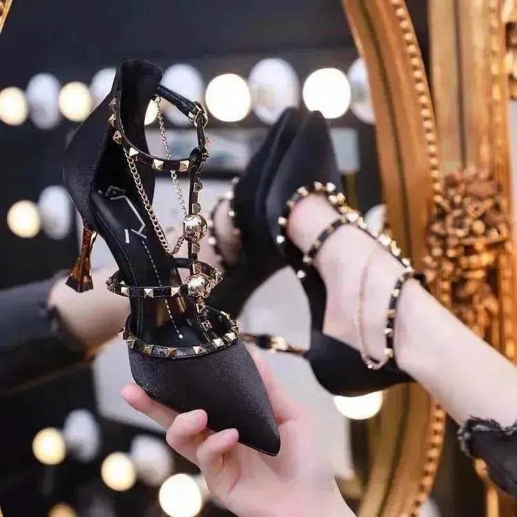 Elegant Pointy Luxury Fairy High Heel Stiletto Shoe Wedding Shoe Party Shoe One-Line strap Buckle Sandal Shoe - EX-STOCK Canada