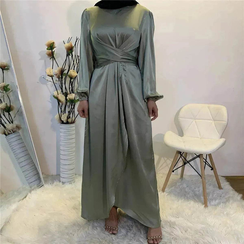 Elegant Solid Color Abaya Dress Robe for Arab Dubai Turkey Middle East Women. - EX-STOCK Canada