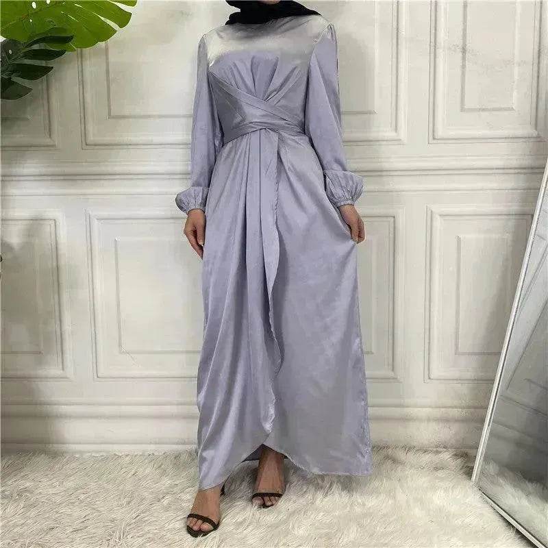 Elegant Solid Color Abaya Dress Robe for Arab Dubai Turkey Middle East Women. - EX-STOCK Canada