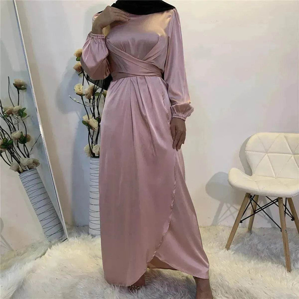 Elegant Solid Color Abaya Dress Robe for Arab Dubai Turkey Middle East Women. - EX-STOCK Canada