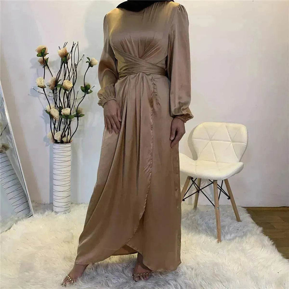 Elegant Solid Color Abaya Dress Robe for Arab Dubai Turkey Middle East Women. - EX-STOCK Canada
