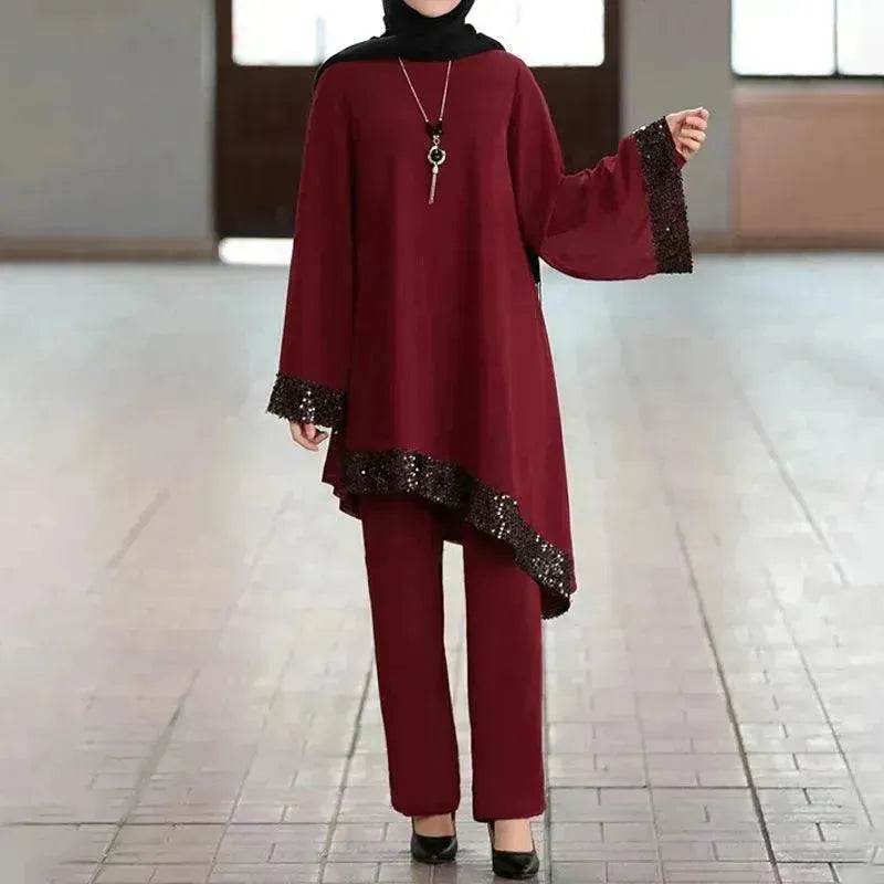 Elegant Two piece Dress Suit for Classy Arab Dubai Turkey Middle East Women Outfit set - EX-STOCK Canada