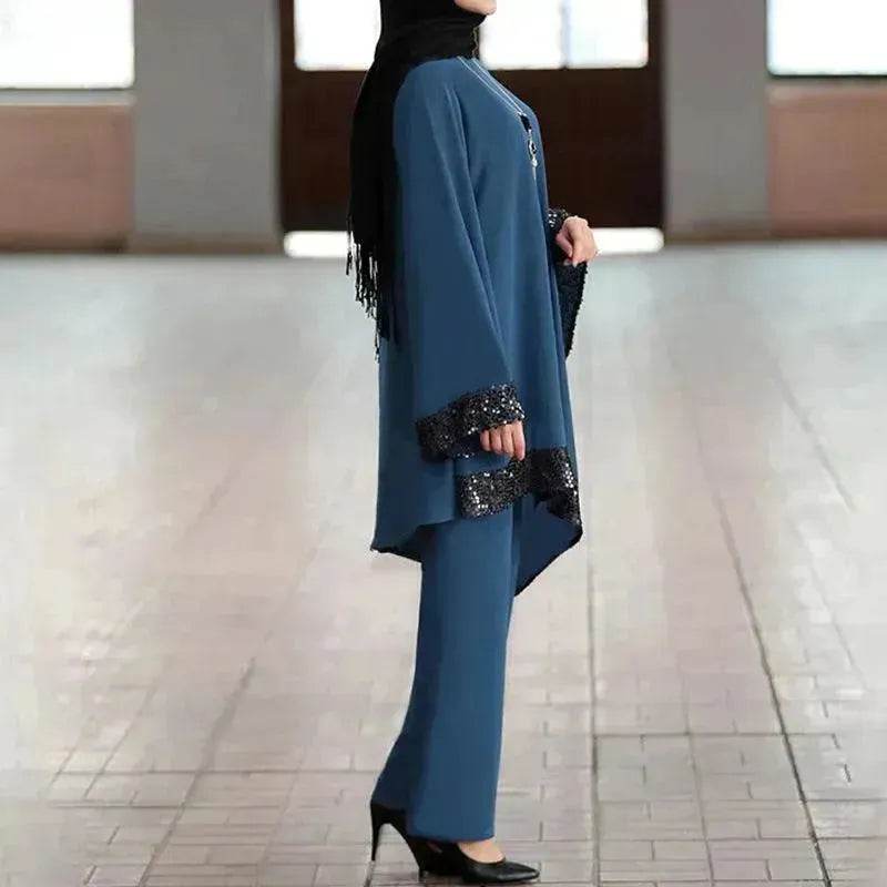 Elegant Two piece Dress Suit for Classy Arab Dubai Turkey Middle East Women Outfit set - EX-STOCK Canada