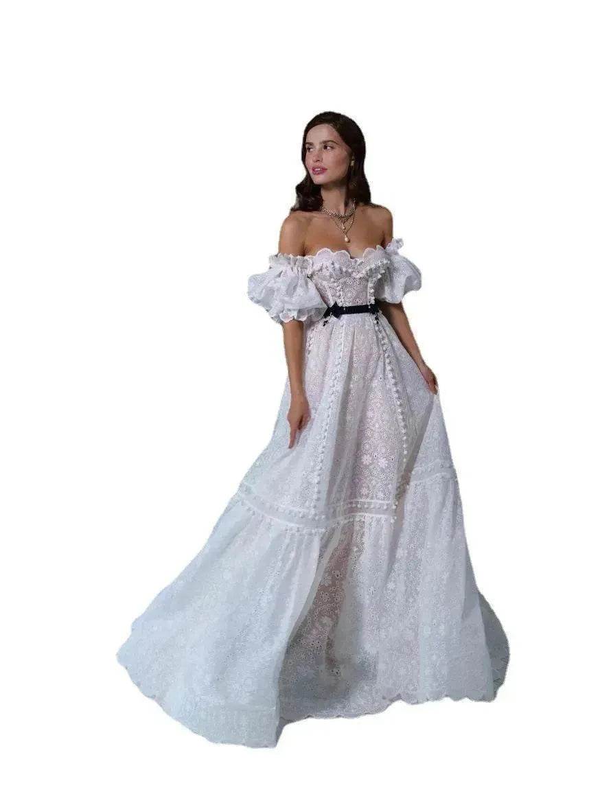 Elegant Women Lace Tube Top Swing Backless Charming White Dress for Party Dinner - EX-STOCK Canada