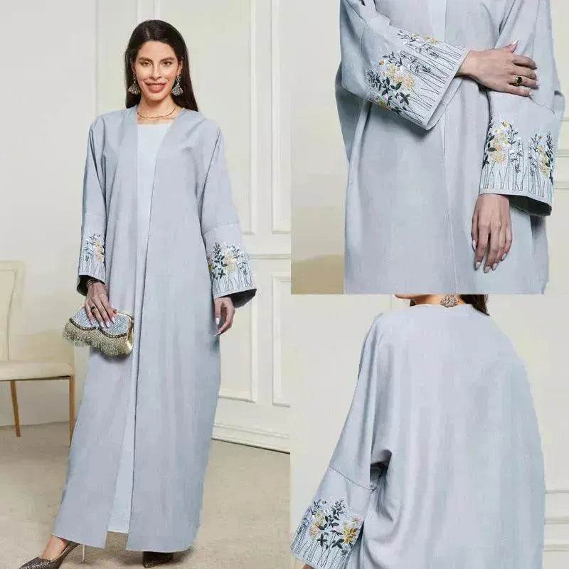 Embroidered Cardigan Abaya Dress Robe for Arab Dubai Turkey Middle East Women - EX-STOCK Canada