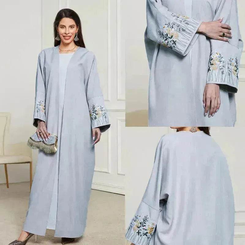 Embroidered Cardigan Abaya Dress Robe for Arab Dubai Turkey Middle East Women - EX-STOCK Canada