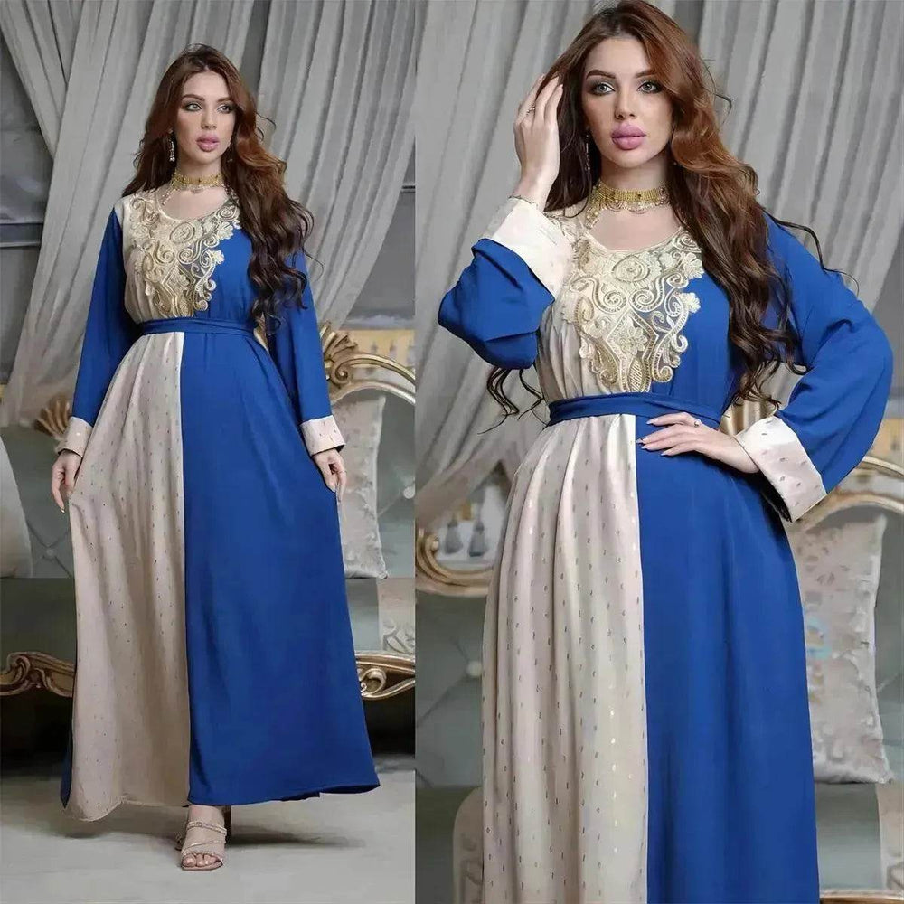 Embroidery Applique Tunic Dinner Party Robe Abaya Dress for Arab Dubai Turkey Middle East Women. - EX-STOCK Canada
