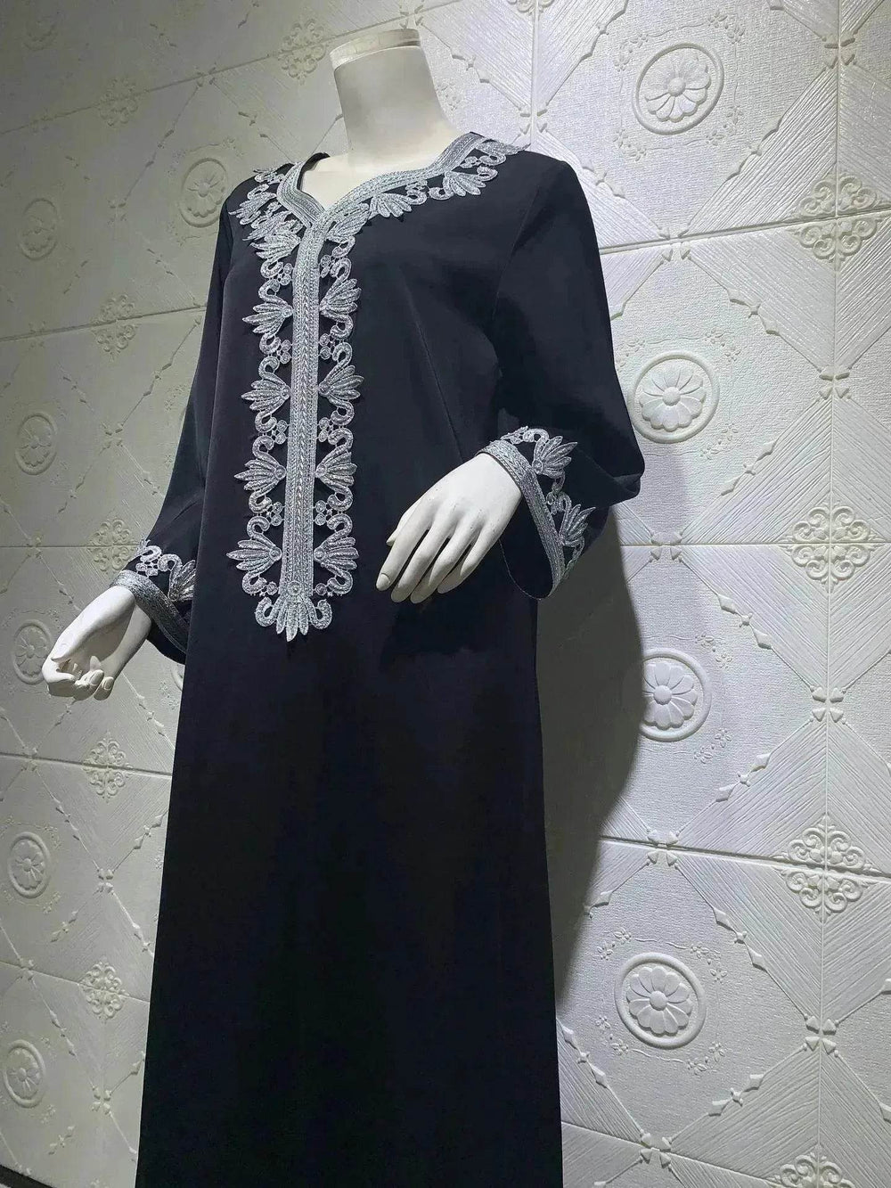 Embroidery Bronzing Lace Jalabiya Abaya Dress for Arab Dubai Turkey Middle Eastern Women - EX-STOCK Canada