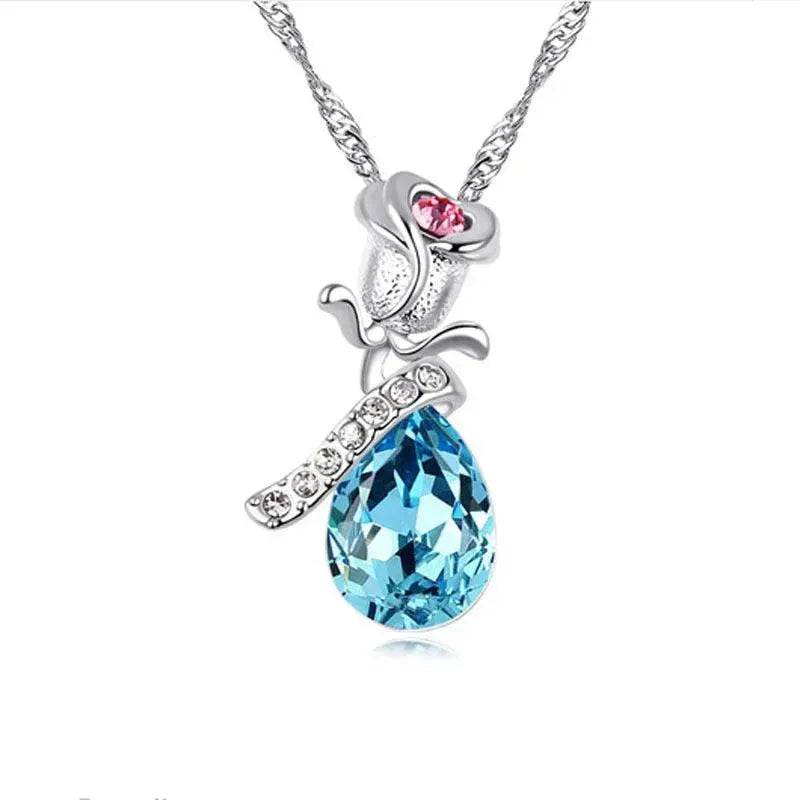 Enamored Rose Crystal Pendant Necklace Set - EX-STOCK Canada