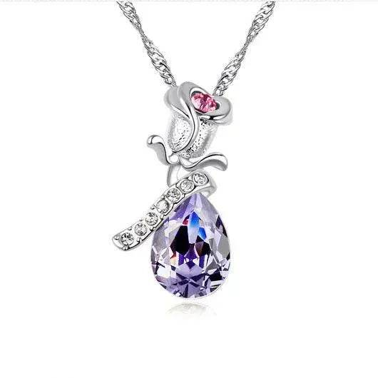 Enamored Rose Crystal Pendant Necklace Set - EX-STOCK Canada