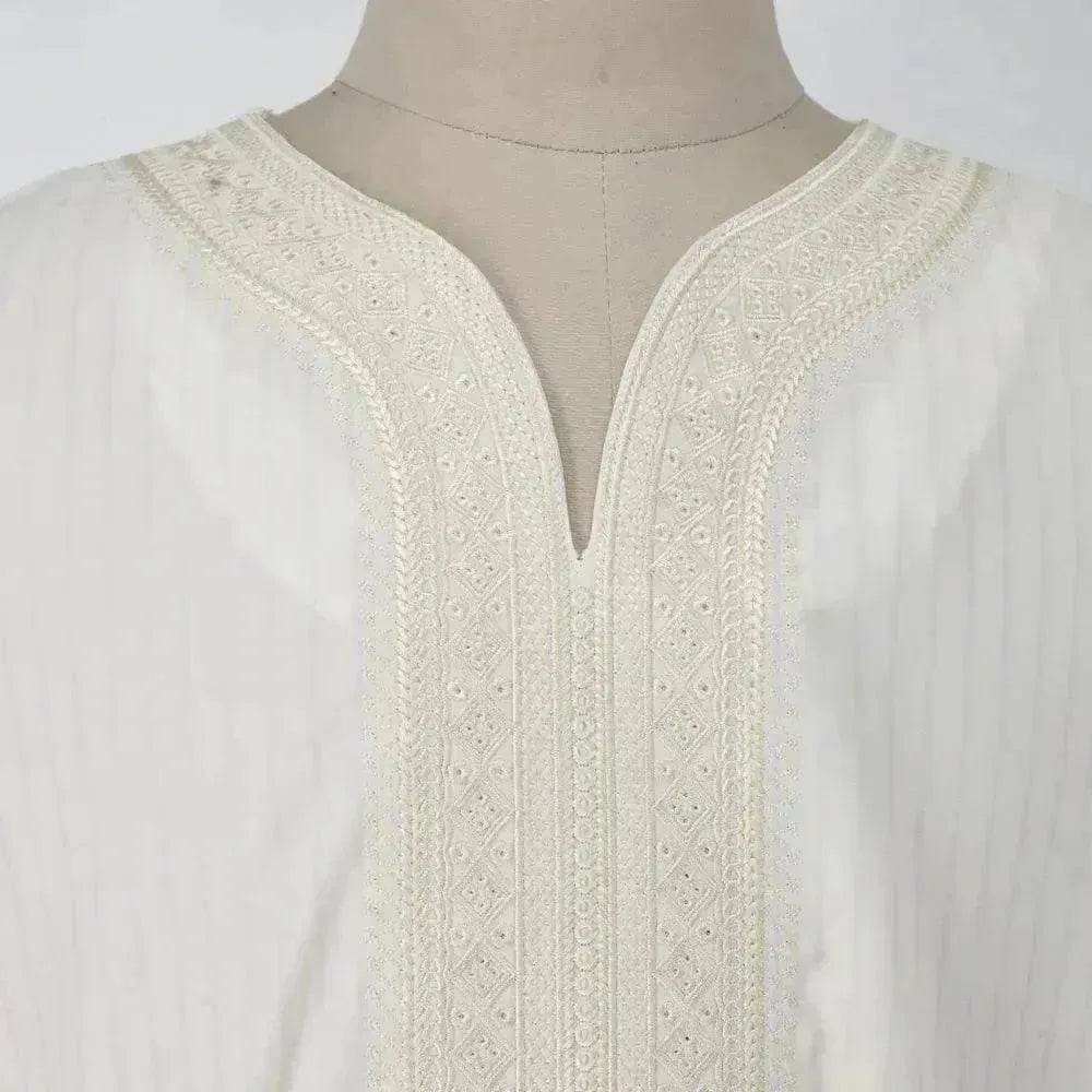 Style ethnique à la mode et élégant, robe arabe blanche ample décontractée avec broderie, jalabiya marocaine pour hommes - EX-STOCK Canada