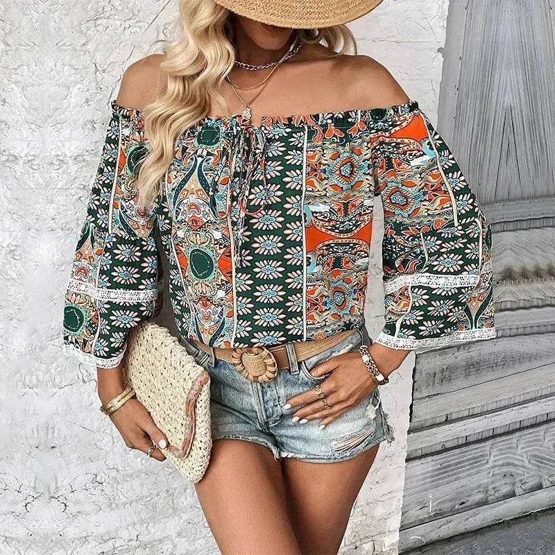 European American Fashion Floral Print Women's Blouse - EX-STOCK Canada