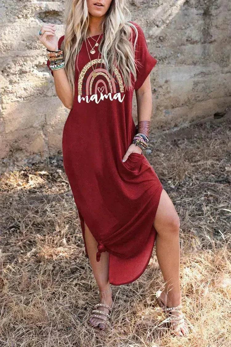 European And American Love Leopard Print Short Sleeve Loose Dress - EX-STOCK Canada