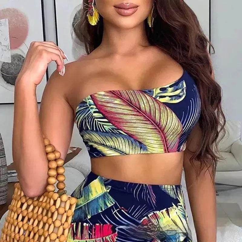 European And American Navy Blue Printed Shoulder Suit - EX-STOCK Canada