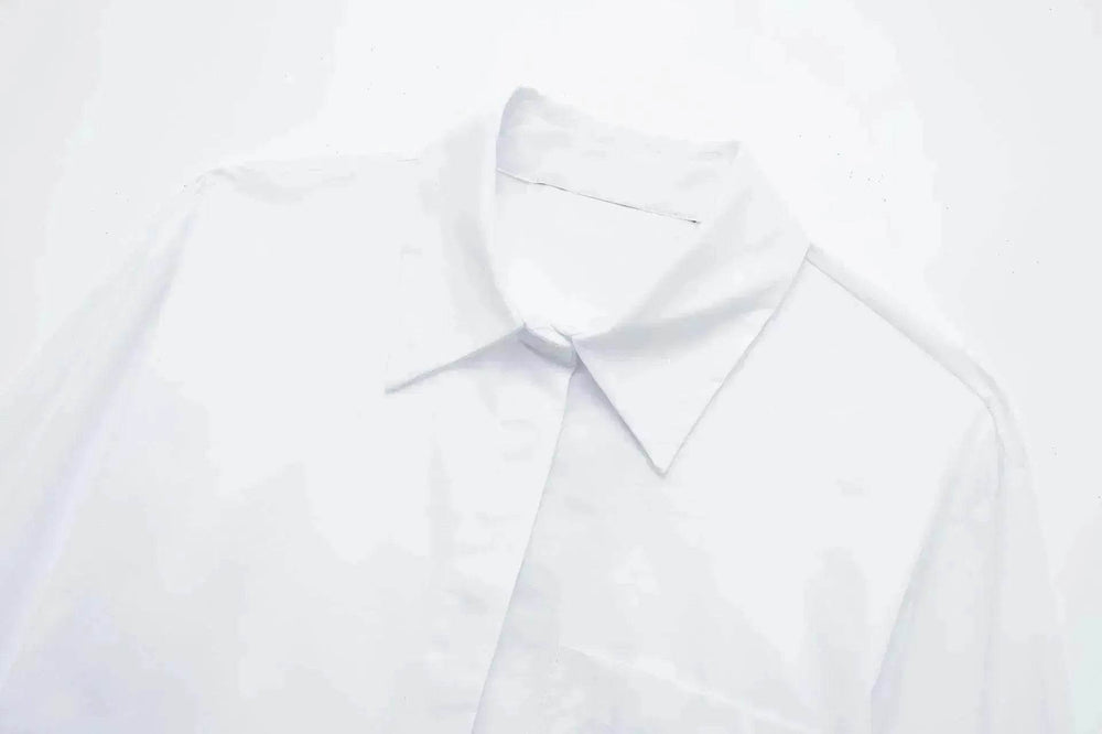 European And American Style Waistband Lapel Windbreaker Short Crop Tank Shirt - EX-STOCK Canada