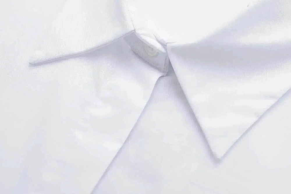 European And American Style Waistband Lapel Windbreaker Short Crop Tank Shirt - EX-STOCK Canada